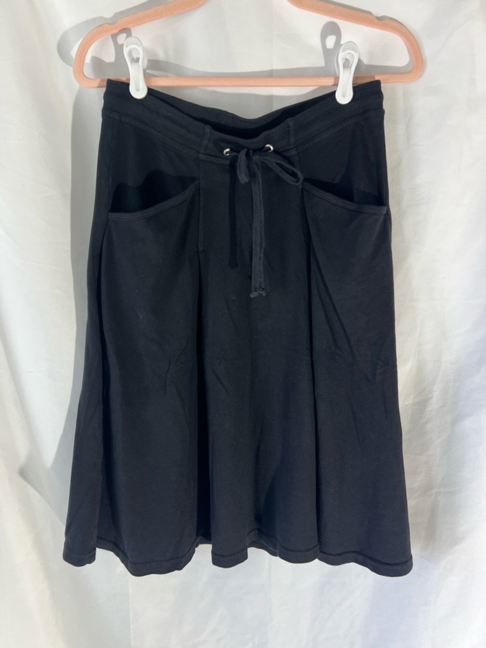 NWOT Womens HARD TAIL Black* Pocket 100% Combed Cotton A-Line Midi Skirt